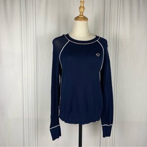 Lisa Todd Crewneck Sweater - Cotton Mixed Knit - Navy‎ - Women's Small